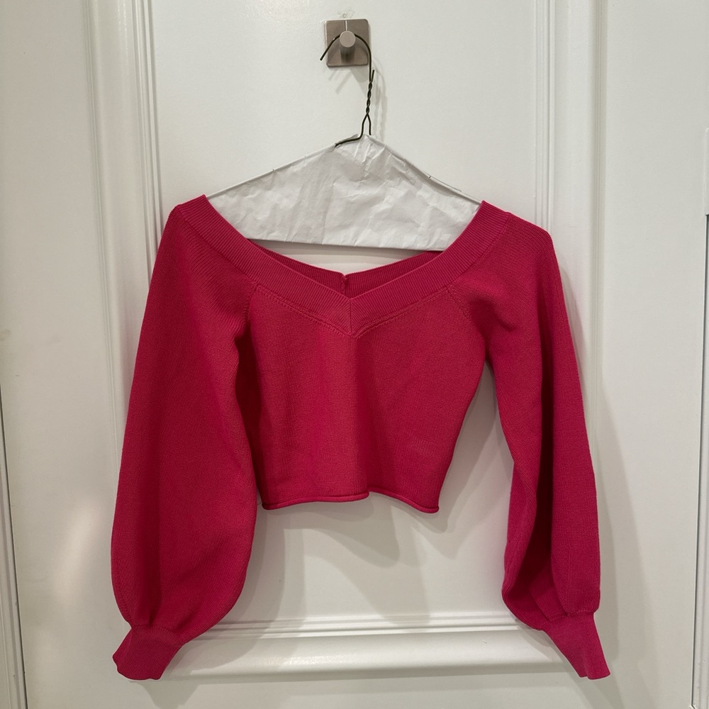 Zara hot pink cropped sweater top